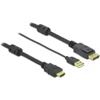 DeLOCK Premium HDMI naar DisplayPort actieve kabel - HDMI 1.4 / DP 1.2 (4K 30Hz) - voeding via USB-A / zwart - 10 meter