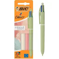 BIC 4 Kleuren Nature Balpen - 3 Stuks - Natuurtinten Beige Groen Rood - Navulbaar 6km Medium Punt