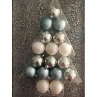 Timstor 17 stuks Kerstballen Wit/zilver/blauw 5cm onbreekbaar