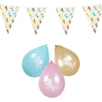 Boland Eenhoorn thema feest / partijtje set - Ballonnen en vlaggenlijn