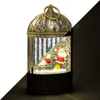 Lumineo Kerstlantaarn met kerstman en sneeuwpop | | 23.7 cm