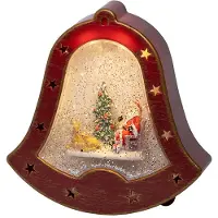 Lumineo Kerstlantaarn klok met kerstman | | 20 cm (Led, Batterijen)