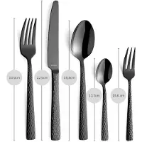 Amefa Felicity Zwart – 30-delige Bestekset – 6 Personen – 18/0 Chroomstaal – Hoogglans PVD-Coating – Gehamerde Afwerking – Mailorderbox