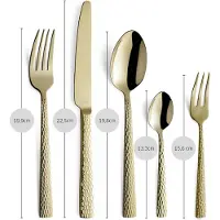 Amefa Felicity Goud – 30-delige Bestekset – 6 Personen – 18/0 Chroomstaal – Hoogglans PVD-Coating – Gehamerde Afwerking – Mailorderbox