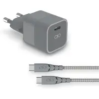 Force Power Thuislader 20W compatibele Power Delivery Antraciet Grijs + USB-verstevigde kabel