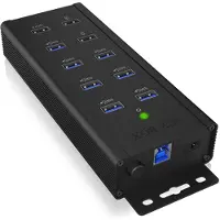 Icy Box IB-HUB1703-QC3, 7 Port USB 3.2 Gen 1 mit 1x QC 3.0 u. 2x BC 1.2 Ladeanschl. 60362 USB-hub 10 poorten USB-A USB 3.0 5 GBit/s Met snellaadpoort Zwart