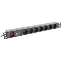 Lanberg PDU-07F-0200-IEC-BK PDU Steckdosenleiste 19" 1U 7x Schuko C14 2m schw.