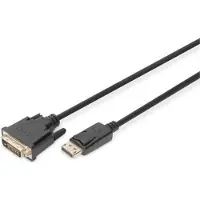 Digitus DB-340301-030-S DisplayPort-kabel DVI / DisplayPort Aansluitkabel DisplayPort-stekker 3.00 m Zwart Afgeschermd (dubbel), Afgeschermd
