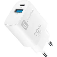 Cellularline USB-oplader 20 W USB-A, USB-C USB PD Wit Thuis Snellader, USB Power Delivery (USB-PD)