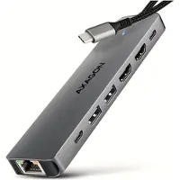 Axagon HMC-7HX2 USB-Hub, 2x USB-A, 1x USB-C, 2x HDMI 2.0, 1x RJ45, 100 W PD USB-C dockingstation Geschikt voor merk (dockingstation): Universeel Incl.
