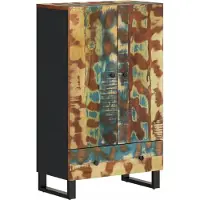 vidaXL Hoge kast met lade, 60x33x100 cm, gemaakt van massief gerecycled hout en ijzer