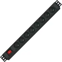 Roline 19" stekkerdoos 8-voudig, met aan/uit schakelaar, UTE Version, zwart, 2 m