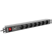 Lanberg PDU-07F-0200-BK PDU Steckdosenleiste 19" 1U 7x Schuko 2m schwarz