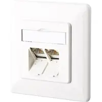 Metz 1307381002-I Netwerkdoos Inbouw (in muur) Inzet met centraalstuk en frame CAT 6 2 poorten Zuiver wit