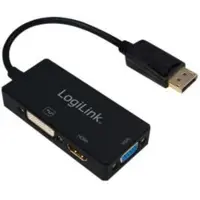 Logilink CV0109 HDMI Adapter [1x DisplayPort stekker - 1x DVI-bus 24+1-polig, HDMI-bus, VGA-bus] Zwart 0 mm