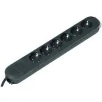Bachmann SMART stekkerdoos 6x geaard contact, zwart, 3 m