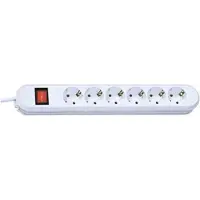 Bachmann SMART stekkerdoos 6x geaard contact, met schakelaar, wit, 5 m