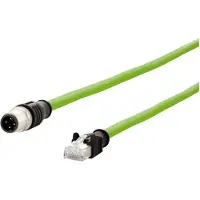 METZ CONNECT 142M4D15020 M12 Netwerkkabel, patchkabel CAT 5e S/UTP 2.00 m Groen PUR-mantel, Zuurbestendig, Ozonbestendig, UV-bestendig, Geschikt voor