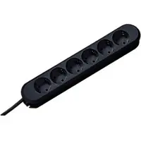 Bachmann SMART stekkerdoos 6x geaard contact, zwart, 1,5 m