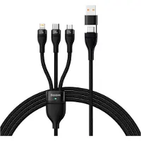 Baseus - Flash - Series-kabel USB Type C / USB Type A - USB Type C / Lightning / micro-USB - 100 - W - 1,2 - m - zwart - (CASS030101)
