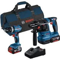 Bosch Professional Gsb18v-45 + Gbh18v-22 + 2x4ah + Gal18v Elektrische Gereedschapset