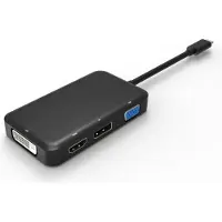 Microconnect USB-C naar DVI-D, VGA, HDMI, DisplayPort Adapter - MICRO CONNECT - USB3.1CCOM10 - Zwart