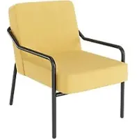 Meet by Paperflow MEDSO Classic M fauteuil, gestoffeerd, verwisselbare zitting, B 580 x D 743 x H 736 mm, stof en staal, geel/matzwart