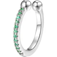 Hey Happiness Oorbellen 'Green Cuff' zilver