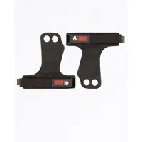 Gorilla wear 2-Hole Leren Lifting Grips - Zwart - S