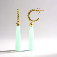 Cavill - Zilveren Lange Oorbellen - 925 Sterling Zilver - Groene Chalcedoon 18 ct & Peridot 1,08 ct - Elegante Damesoorbellen Met Certificaat