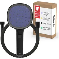 INSTMAIER Cleo - Handdoucheset - Douchekop en bijpassende doucheslang van 1,5 m - Zwart - Zelfreinigend - iF Design Award