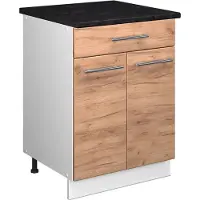 Vicco Onderkast voor spoelbak/kookplaat Fame-Line Goudkleurig Eiken/Wit 60 cm met lade, WB Antraciet, Model 60941
