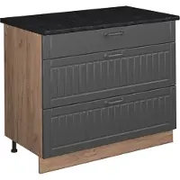 Vicco Keukenonderkast Fame-Line Donkergrijs/Goudkleurig Eiken 100 cm, WB Antraciet, Model 62039
