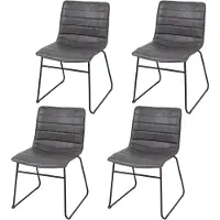 Urban Living "BROOKLYN" SET VAN 4 STOELEN IN KUNSTLEER GRIJS KWARTS 55X45XH47/78CM