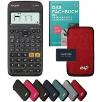Casio fx-83GT X incl. beschermhoes Rood & vakboek (64 pagina's, DIN A5) – Wetenschappelijke rekenmachine – Smart Set