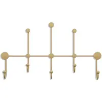 CALICOSY Kapstok voor aan de muur met 8 haken in goudkleurig metaal h45 cm iyon