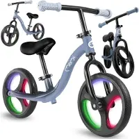 Momi ISOKA Loopfiets met LED-wielen, Verstelbaar Zadel en Stuur – Zonder Pedalen - Blauw