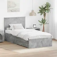 vidaXL Bedframe met lade Beton Grijs 100 x 200 cm Bewerkt hout