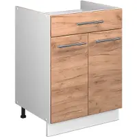 Vicco Onderkast voor spoelbak/kookplaat Fame-Line, Goudkleurig Eiken/Wit, 60 cm met lade, zonder werkblad