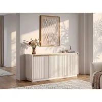 Vente-unique Buffetkast met 3 deurtjes van mdf - Beige en goudkleurig - POSINIA