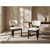 Vente-unique Set van 2 stoelen van boucléstof en heveahout - Zwart en wit - WILANA