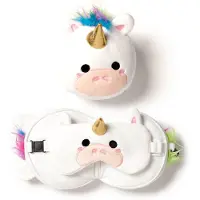 Adlibris Eenhoorn knuffel/reiskussen/slaapmasker - 2-in-1 set - voor kinderen- in vliegtuig of auto