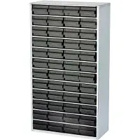 Raaco 1248-01 Stalen ESD-magazijnkast ESD (l x b x h) 306 x 150 x 552 mm Aantal vakken: 48 Incl. aardingskabel Inhoud 1 stuk(s)