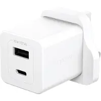 PanzerGlass empower oplader van het merk Turbo, 35W, inclusief USB-C en USB-A poorten | Britse stekker | Zilverwit, Wit