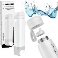 Wessper RVS drinkfles 1L met actieve koolfilter – duurzame waterfles voor sport, school & fitness – Wit