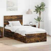 vidaXL Bedframe, gerookt eikenhout, 75 x 190 cm, houtvezel