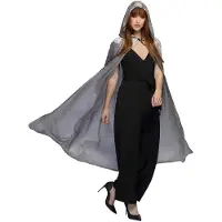 Boland Halloween cape - grijs - 170 cm - fluweel - volwassenen - robin hood cape - horror thema