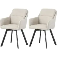 Furnilux Sophie stoel crème set 2 stuks moderne design eetkamerstoel met metalen frame