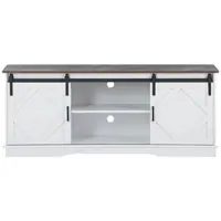 STILVORA TV-Kast - Ruime Entertainmentstand Met Schuifdeuren En Verstelbare Planken - Tot 65 inch TV, 80 kg Draagkracht - Spaanplaat - 150x40x60 cm - Wit+Bruin