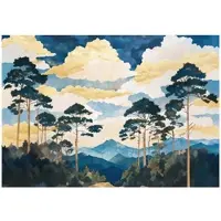 WALLARENA - Fotobehang - 350x250 cm - blauwe boom landschap voor slaapkamer en woonkamer